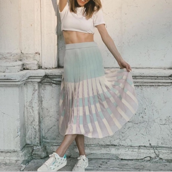 Zara Pleated Knit Skirt - Picture 3 of 10